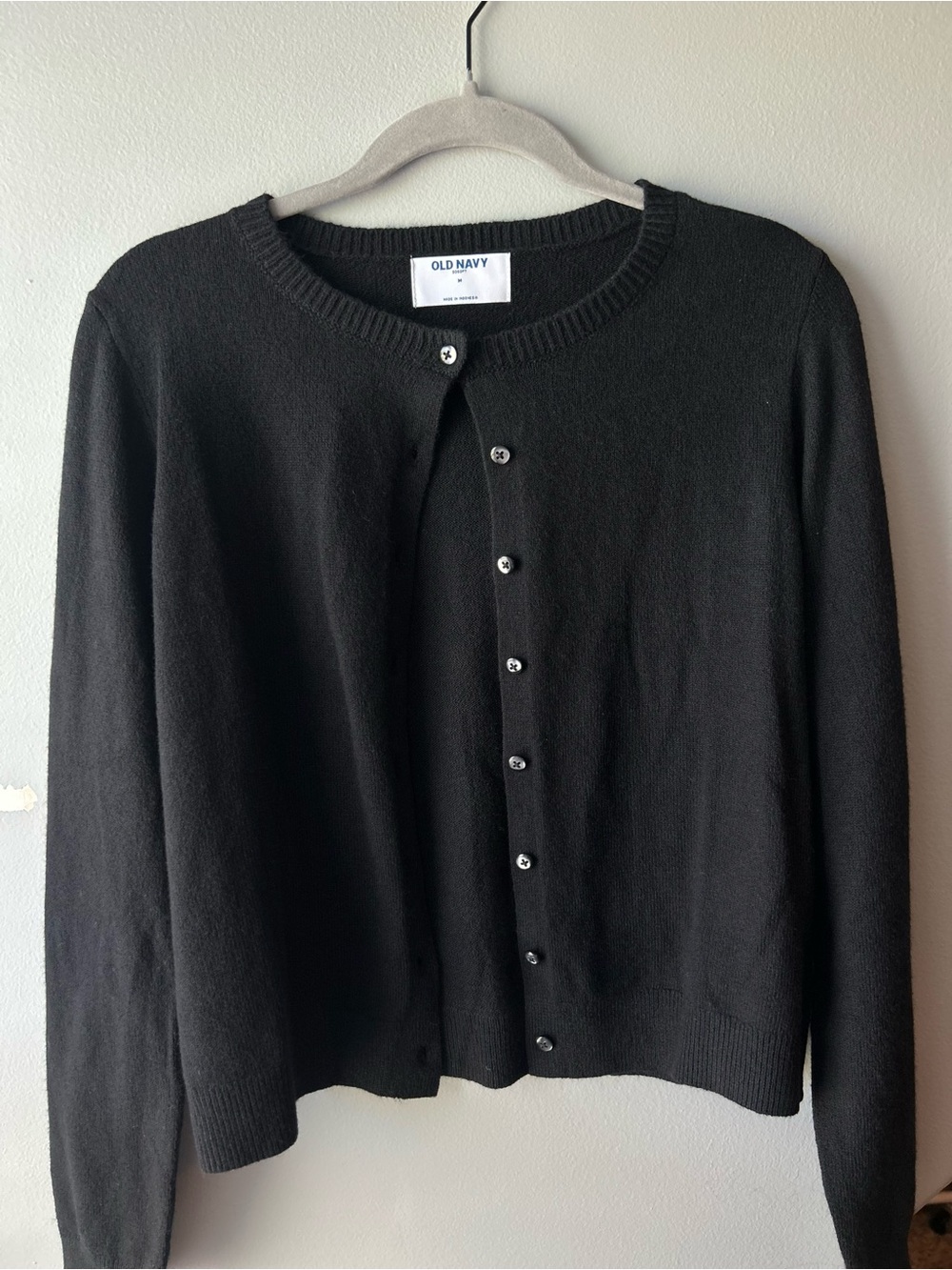 Old Navy women's Black Crewneck Button Cardigan Sweater